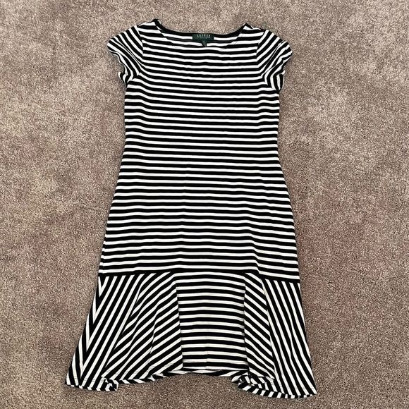 Ralph Lauren Sz PM petite medium striped flounce dress - Picture 7 of 11